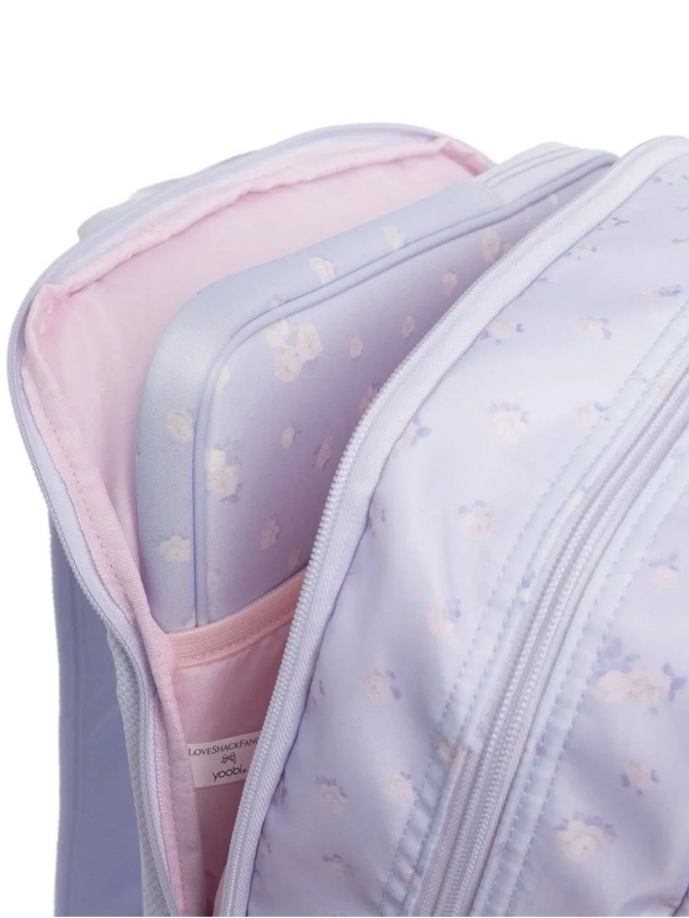 LoveShackFancy- Yoobi Everblooming Rosettes Ditsy Backpack Breezy Blue - NWT